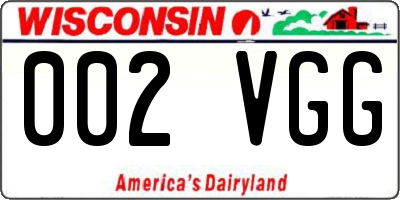 WI license plate 002VGG