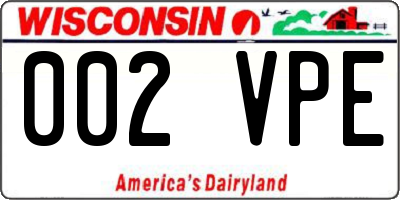 WI license plate 002VPE