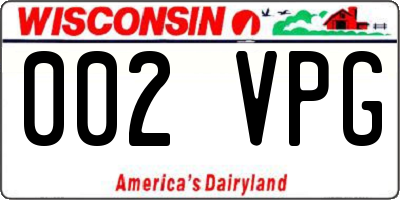 WI license plate 002VPG