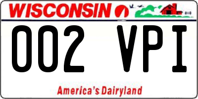 WI license plate 002VPI