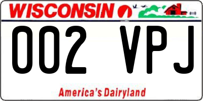 WI license plate 002VPJ