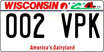 WI license plate 002VPK