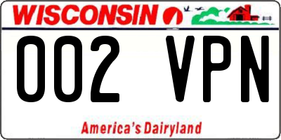 WI license plate 002VPN