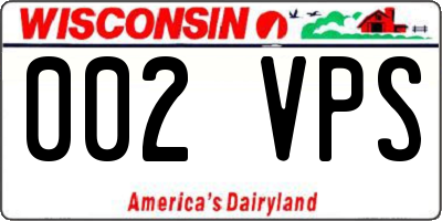 WI license plate 002VPS