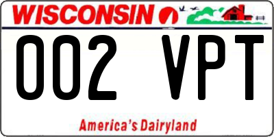 WI license plate 002VPT