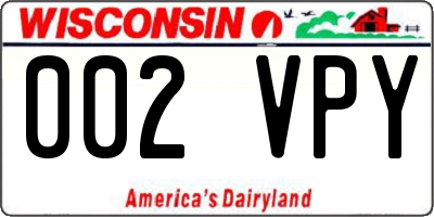 WI license plate 002VPY