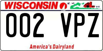 WI license plate 002VPZ