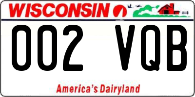 WI license plate 002VQB