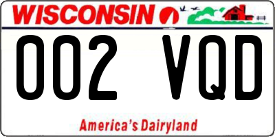 WI license plate 002VQD