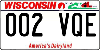 WI license plate 002VQE