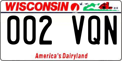 WI license plate 002VQN