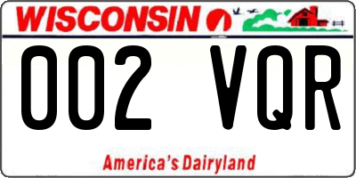 WI license plate 002VQR