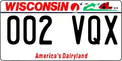 WI license plate 002VQX