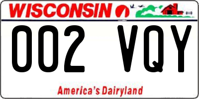 WI license plate 002VQY