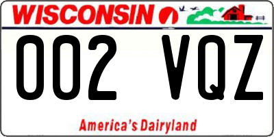 WI license plate 002VQZ