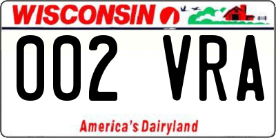 WI license plate 002VRA