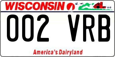 WI license plate 002VRB