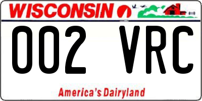 WI license plate 002VRC