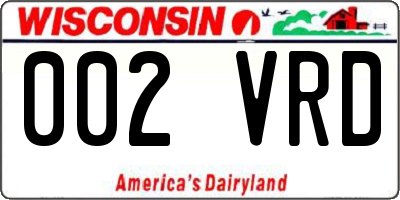 WI license plate 002VRD