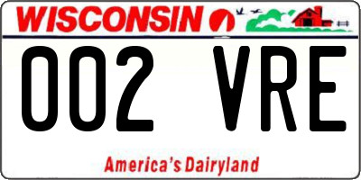 WI license plate 002VRE