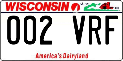 WI license plate 002VRF