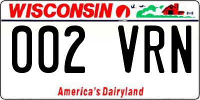 WI license plate 002VRN