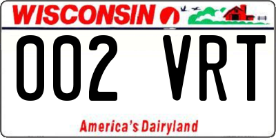 WI license plate 002VRT