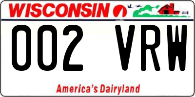WI license plate 002VRW