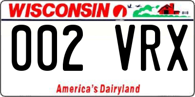 WI license plate 002VRX