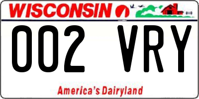 WI license plate 002VRY