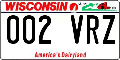 WI license plate 002VRZ