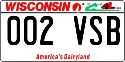 WI license plate 002VSB