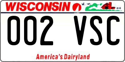WI license plate 002VSC