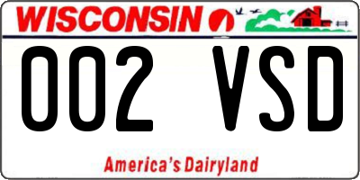 WI license plate 002VSD