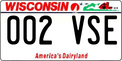 WI license plate 002VSE