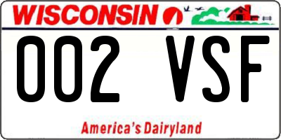 WI license plate 002VSF