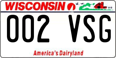 WI license plate 002VSG