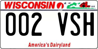 WI license plate 002VSH