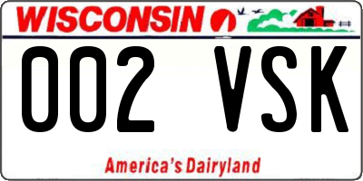WI license plate 002VSK