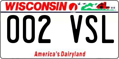 WI license plate 002VSL