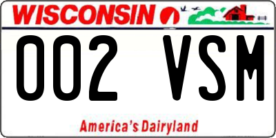 WI license plate 002VSM