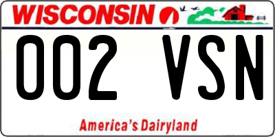 WI license plate 002VSN