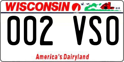WI license plate 002VSO