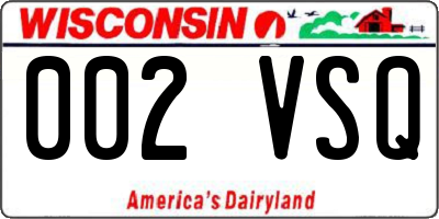 WI license plate 002VSQ