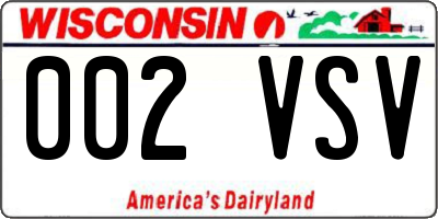 WI license plate 002VSV