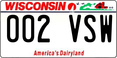 WI license plate 002VSW
