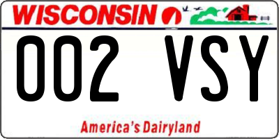 WI license plate 002VSY