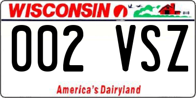 WI license plate 002VSZ