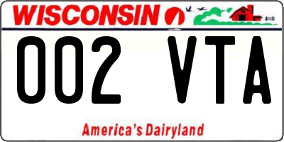 WI license plate 002VTA