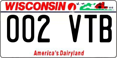 WI license plate 002VTB